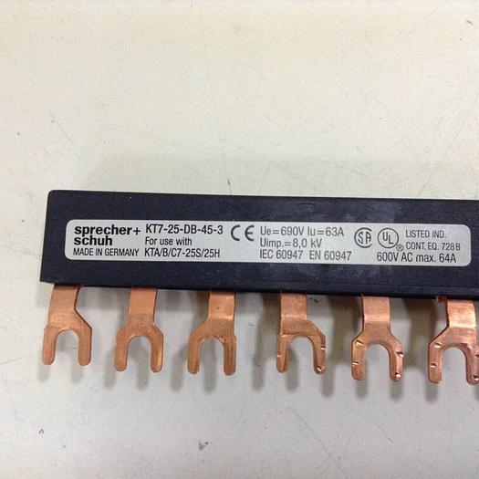 Used SPRECHER & SCHUH Compact Bus Bar KT7-25-DB-45-3 #84599