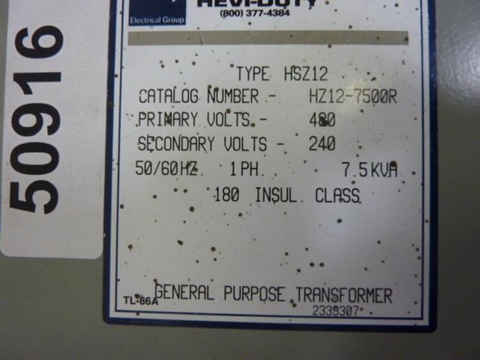 Used EGS 7.5 kVA Transformer HZ12-7500R USED