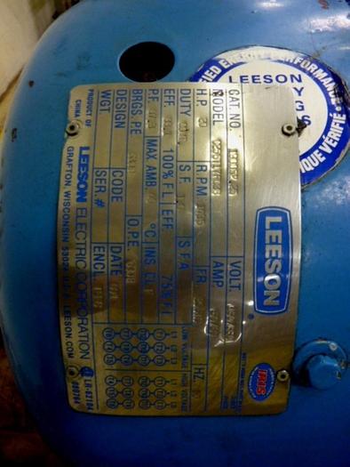 Used LEESON ELECTRIC CO 20 HP Motor C256T17FC3B #62347