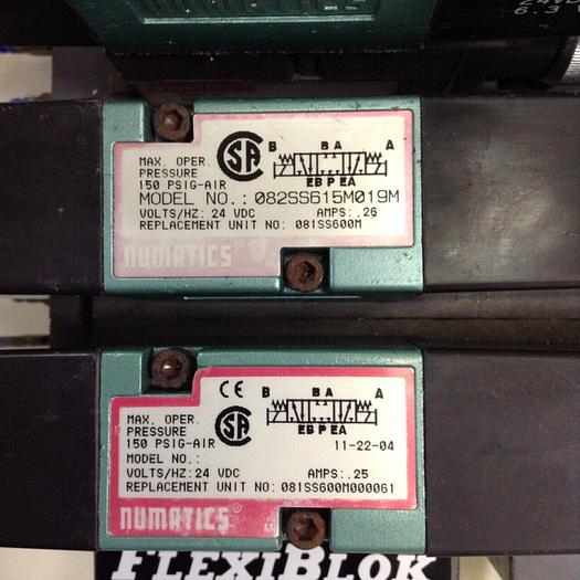 Used NUMATICS Control Block w/ Valves 081SS600M000061 #79997