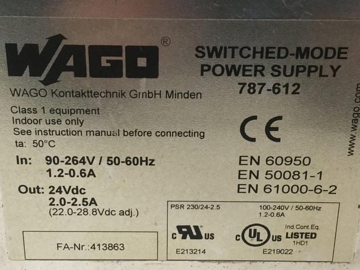 Used WAGO Power Supply 787-612 #105558