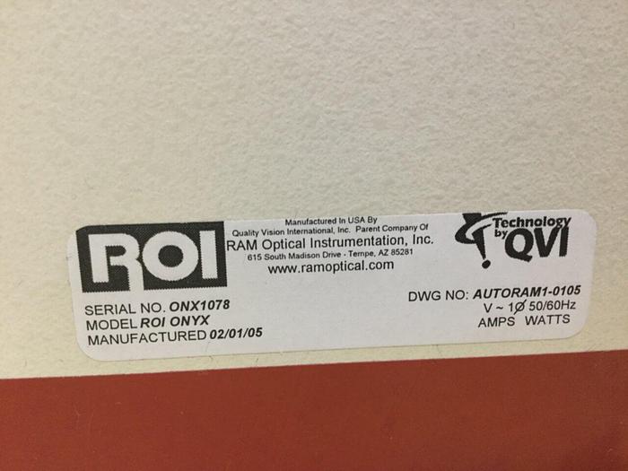 Used RAM OPTICAL Optical Comparator ROI ONYX Used