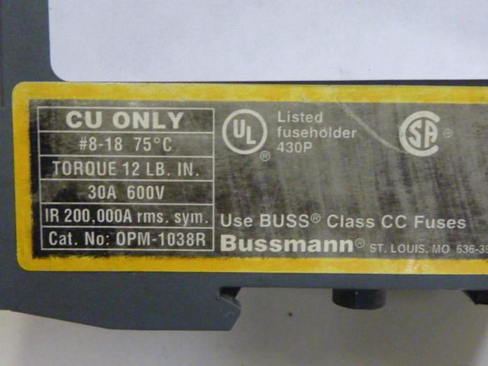 Used BUSSMANN Disconnect Switch OPM-1038R #59971