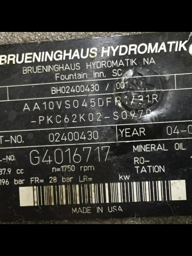 Used REXROTH Pump AA10VS045DFR131RPKC62K02 #107377