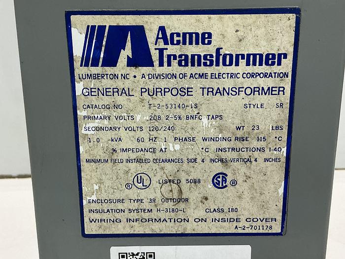 Used ACME TRANSFORMER T-2-53140-1S