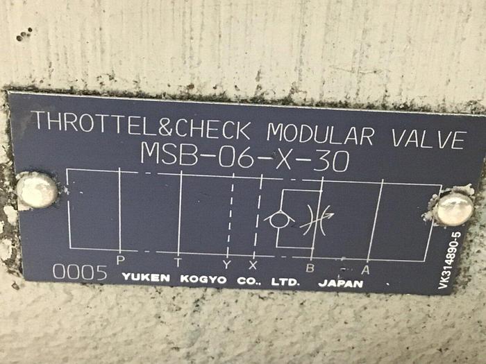 Used YUKEN Throttle and Check Modular Valve MSB-06-X-30 #116248
