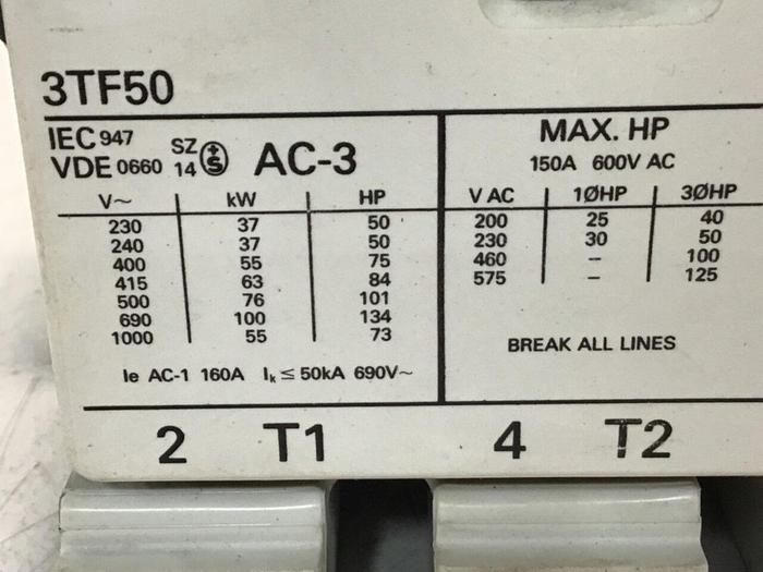Used SIEMENS Contactor 3TF5022-OAK6 Used
