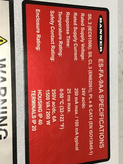 Used BANNER ENGINEERING Safety Module ES-FA-9AA #112891