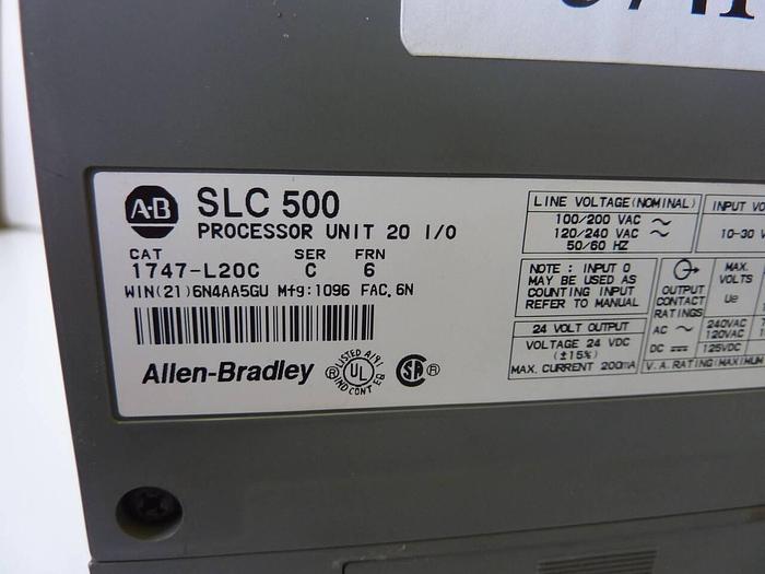 Used ALLEN BRADLEY Controller & Slot Rack 1747-L20C SER C / 1746-A2 SER A #5741