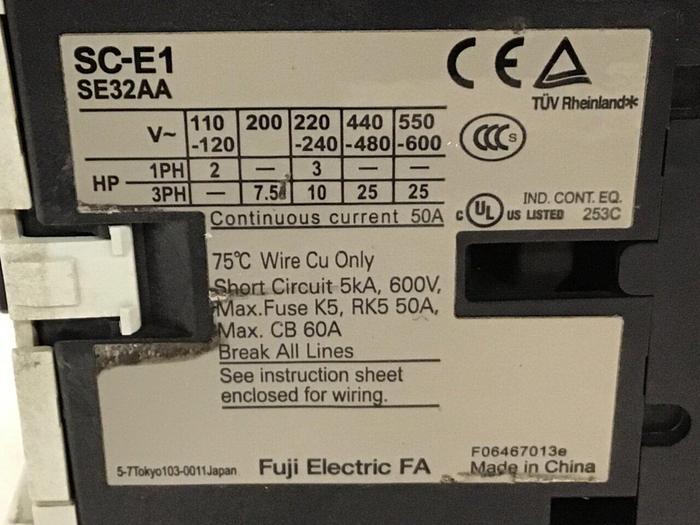 Used FUJI ELECTRIC Motor Starter SC-E1 SE32AA #133219
