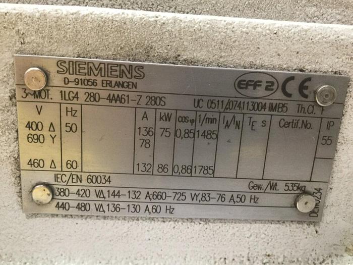 Used SIEMENS Motor 1LG4280-4AA61-Z 280S Used
