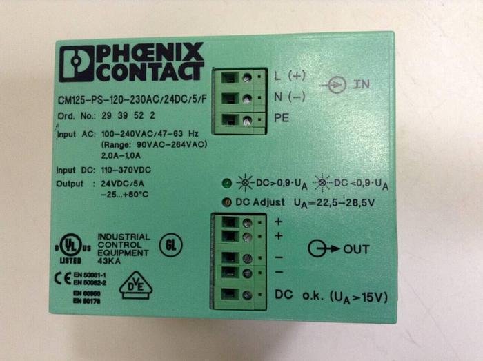 Used PHOENIX CONTACT Power Supply CM125-PS-120-230AC/24DC/5/F #68351