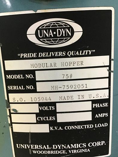 Used UNA-DYN Drying Hopper 75 DH #122392