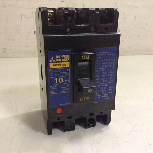 Used MITSUBISHI 10 Amp Circuit Breaker NF30-SS-10 #85674