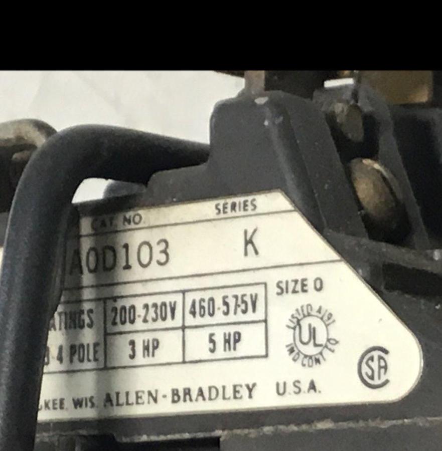 Used ALLEN BRADLEY Motor Starter Size 0 709-A0D103 SER K USED