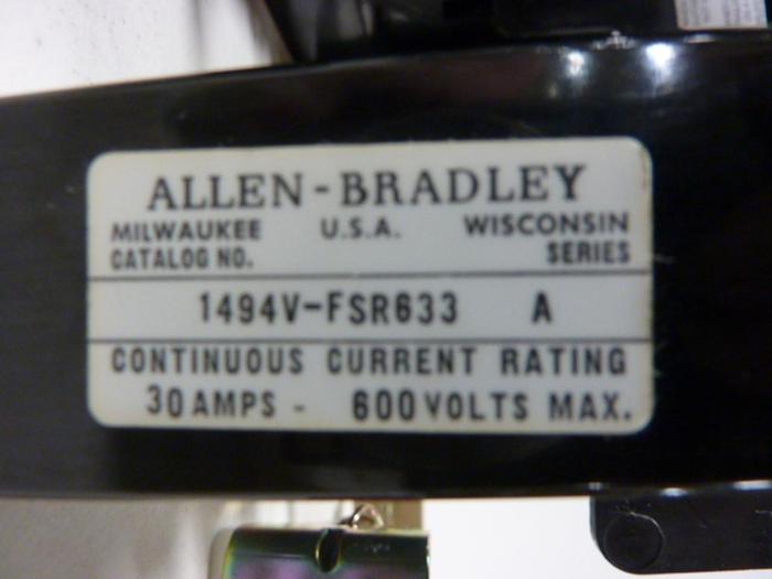Used ALLEN BRADLEY 30 Amp Disconnect Switch 1494V-DS30 SER A #57390