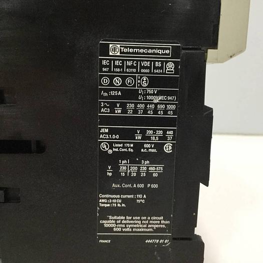 Used TELEMECANIQUE Contactor LC1D80004 #96444