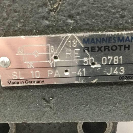 Used MANNESMANN REXROTH Valve SL10PA141J43 #90556