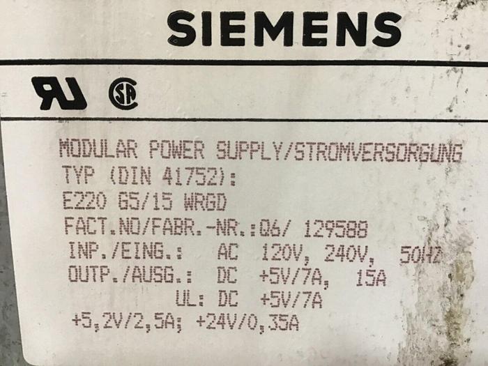 Used SIEMENS Modular Power Supply DIN 41752 #139459
