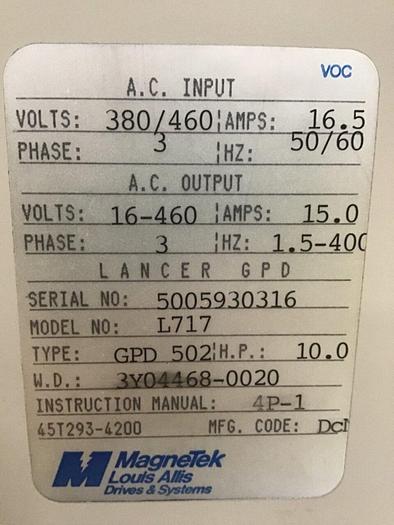Used MAGNETEK AC Driver GPD502-L717 Used