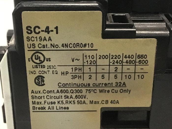 Used FUJI ELECTRIC Contactor SC-4-1 SC19AA #124709
