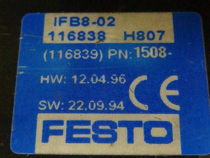 Used FESTO Control Block / Valve Terminal IFB8-02 #52857