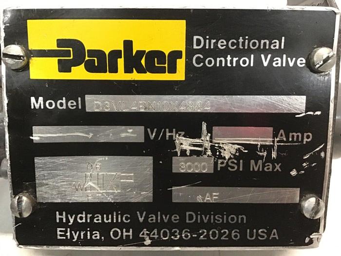 Used PARKER Directional Control Valve D3ML4BN10X4384 Used
