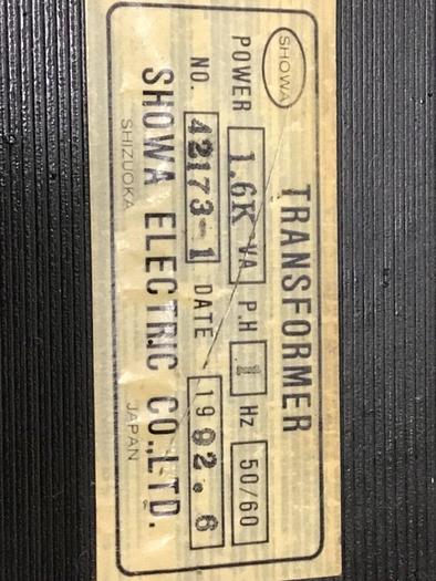 Used SHOWA 1.6 KVA Transformer 42173-1 #142891