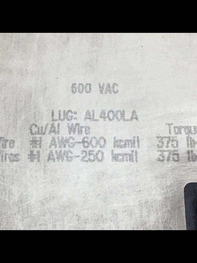 Used SQUARE D 400 Amp Circuit Breaker LAL3640035M #144284