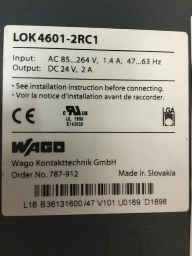 Used WAGO Power Supply LOK4601-2RC1 USED