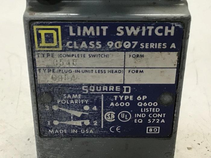 Used SQUARE D Limit Switch 9007-C54B #121704