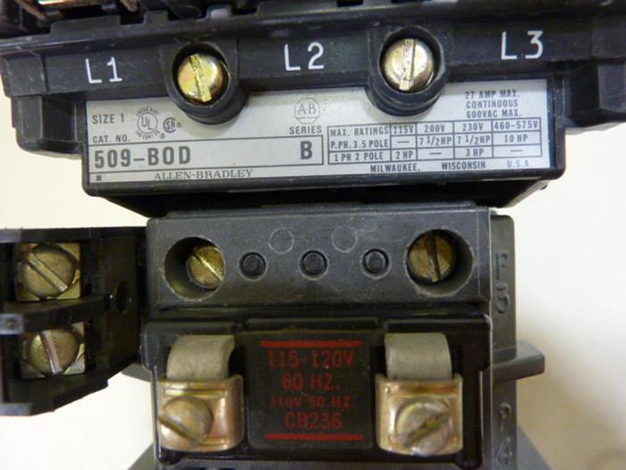 Used ALLEN BRADLEY Starter Size 1 509-BOD SER B W24 #55203