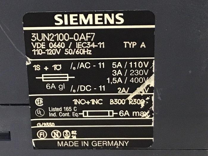 Used SIEMENS Thermister 3UN2100-0AF7 #120281