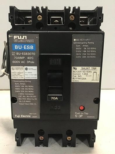 Used FUJI ELECTRIC 70 Amp Circuit Breaker BU-ESB3070 #127458
