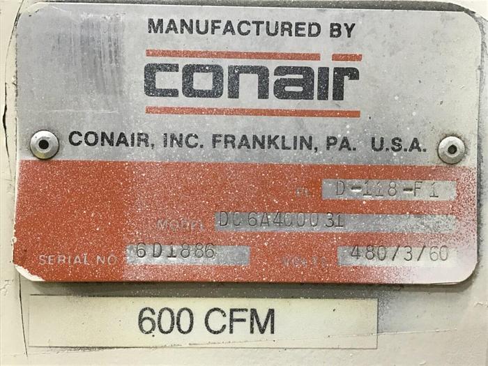Used CONAIR 600 CFM Desiccant Dryer D06A400031 USED