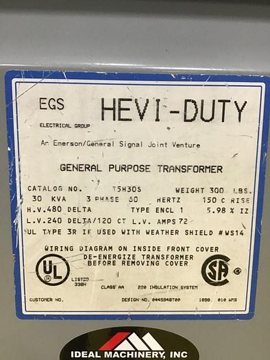 Used GENERAL SIGNAL 30 kVA Transformer T5H30S Used