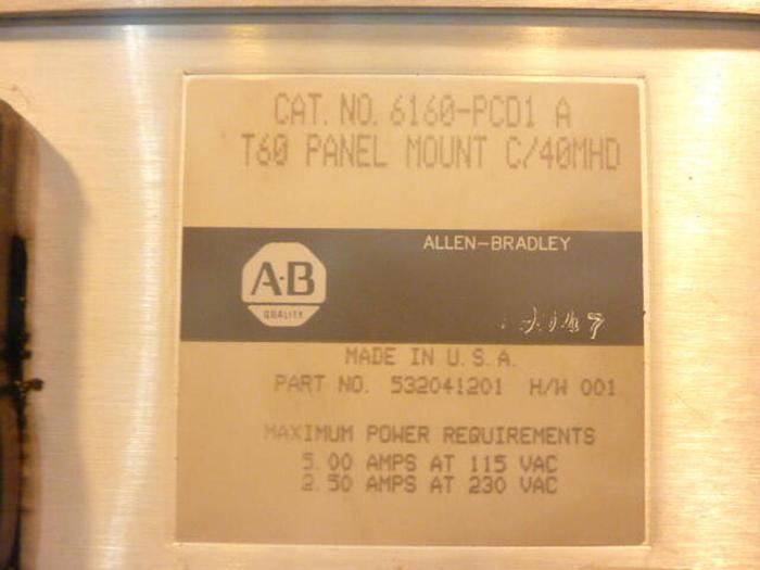Used ALLEN BRADLEY T-60 Panel Mount Terminal 6160-PCD1 A Used