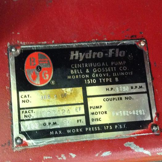 Used BELL & GOSSETT Hydro-Flo Centrifugal Pump 3BB 9 BF #74849