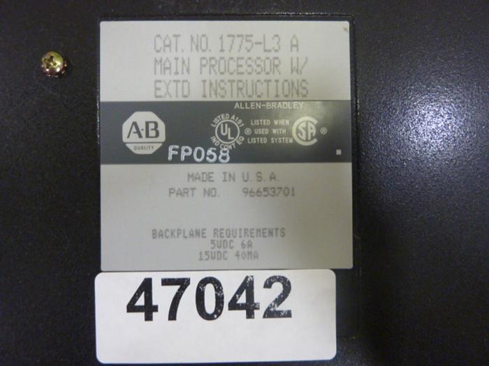 Used ALLEN BRADLEY Main Processor 1775-L3 SER A #47044