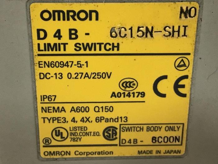 Used OMRON Limit Switch D4B-6C15N-SHI #121658