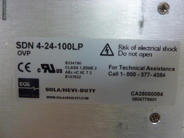 Used SOLA ELECTRIC Power Supply SDN4-24-100LP #58366