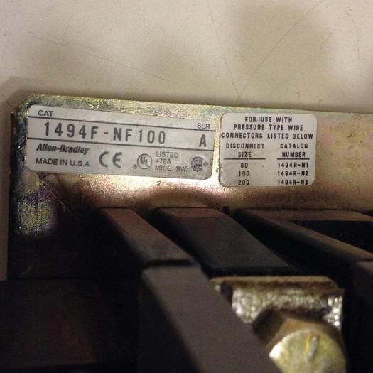 Used ALLEN BRADLEY Disconnect Switch 1494F-C611 SER A #87115
