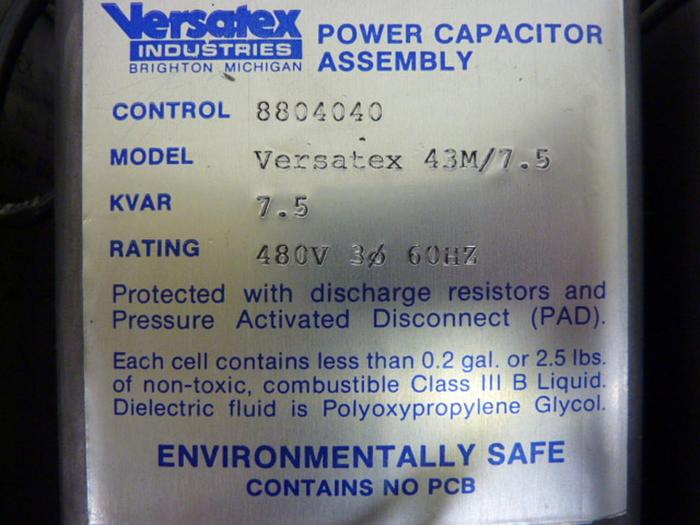 Used VERSATEX INDUSTRIES Capacitor CONTROL306 #52306