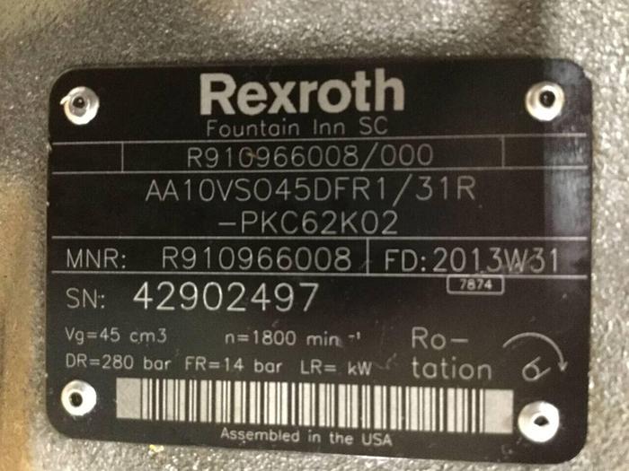 Used REXROTH Hydraulic Pump AA10VSO45DFR131RPKC62K02 Used