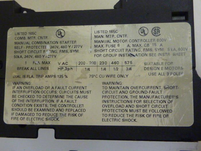 Used SIEMENS Motor Starter 3RV1 021-0JA10 #63785