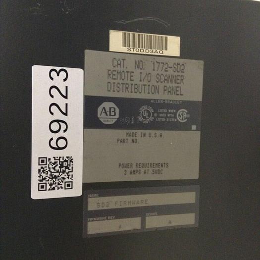 Used ALLEN BRADLEY Scanner Panel 1772-SD2 SER A #69222