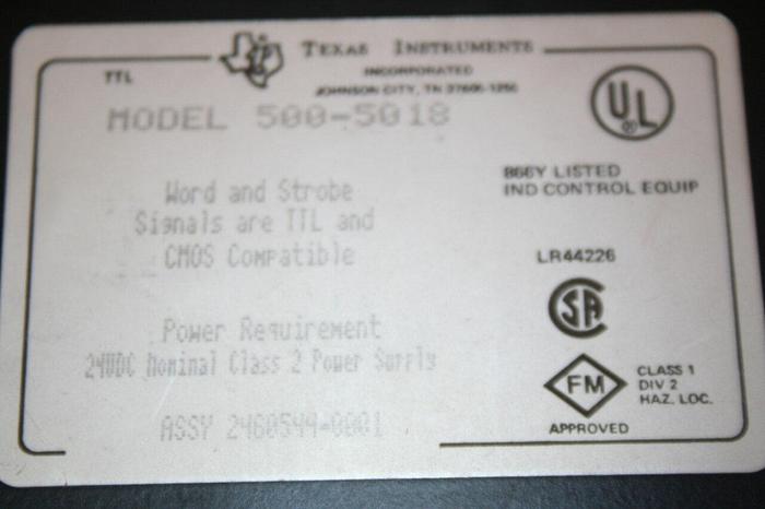 Used TEXAS INSTRUMENTS Input Module 500-5018 #13114