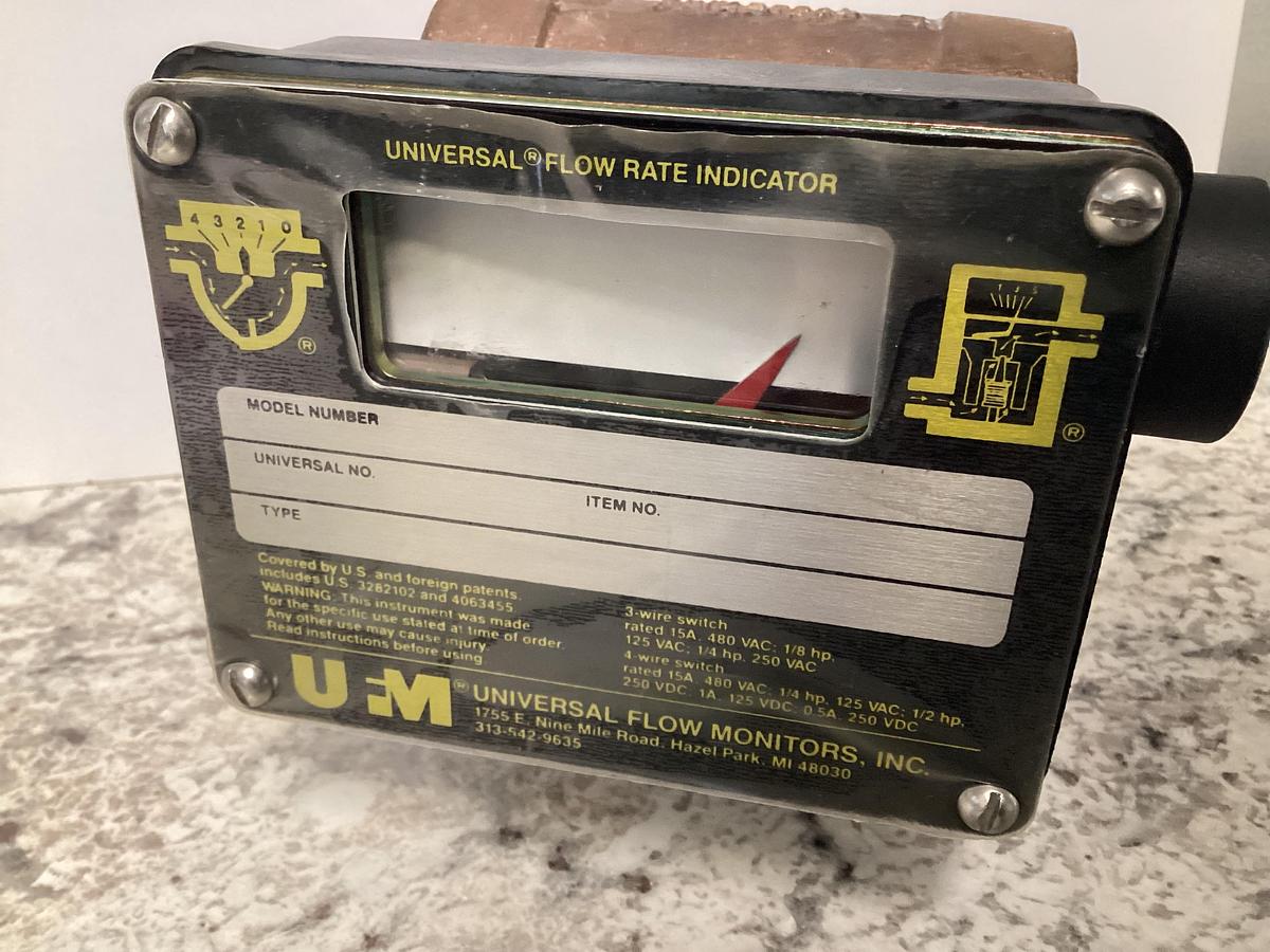 Used UNIVERSAL FLOW MONITORS 2459-50-1-1/2-0 Indicator Meter, Never Used, #32212