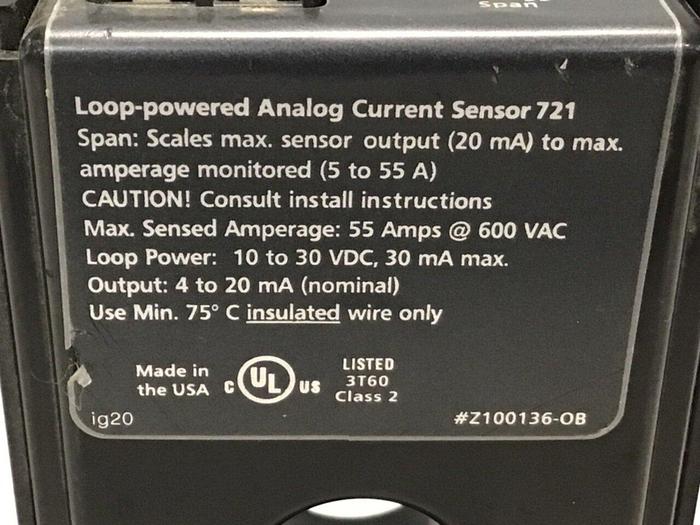 Used HAWKEYE INST INC Analog Current Sensor Z100136-OB Used
