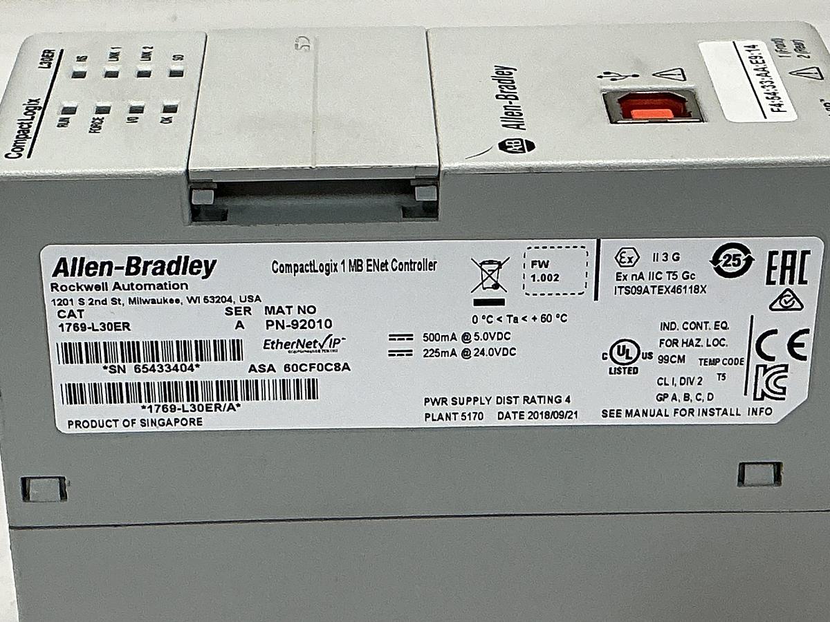 Used ALLEN BRADLEY 1769-L30ER
